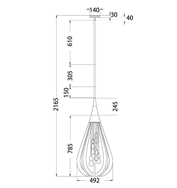 BONITO Large Tear Moss Wood Drop Pendant Light