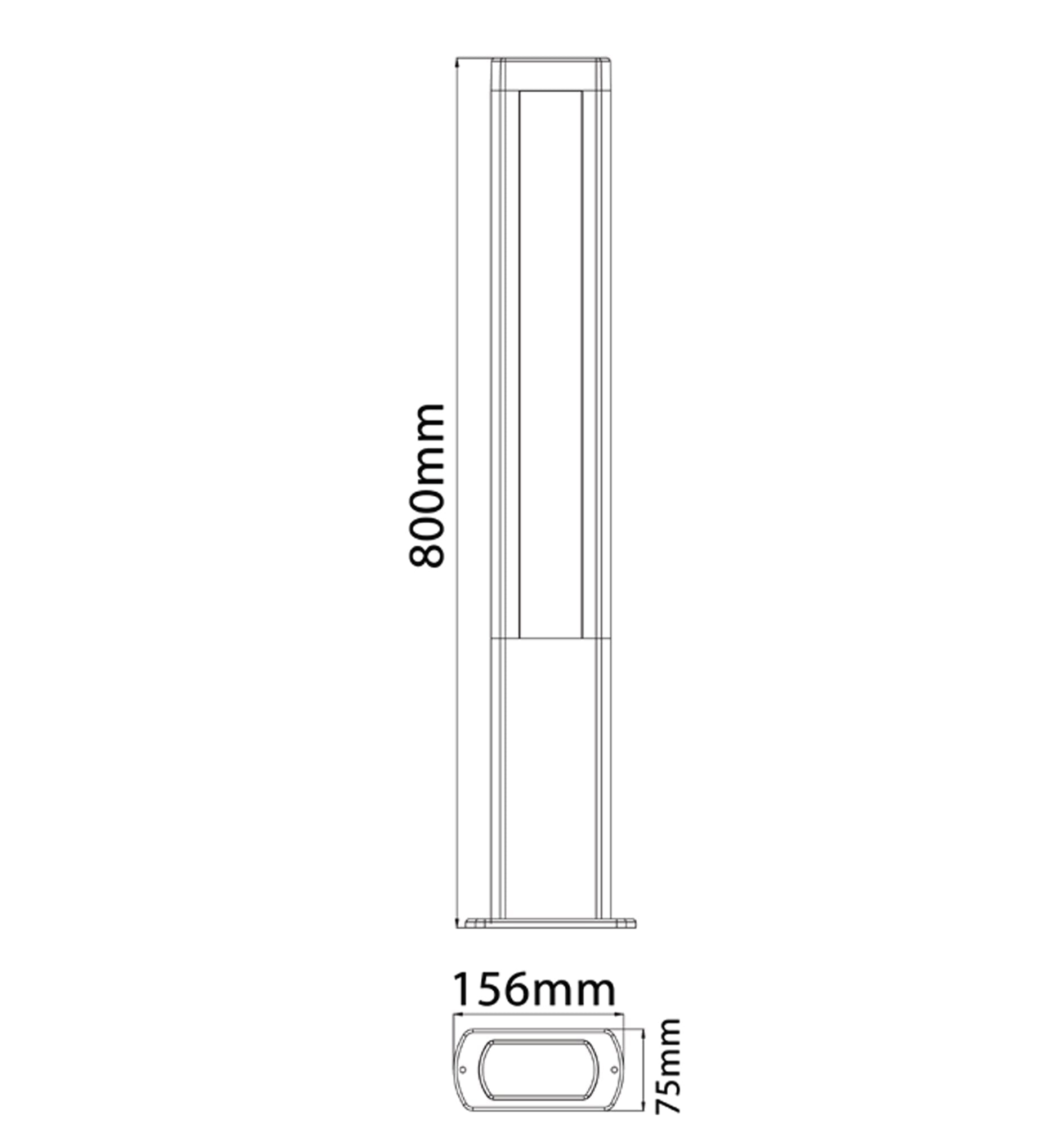 AMUN LED Bollard Rectangular in Matte Black 