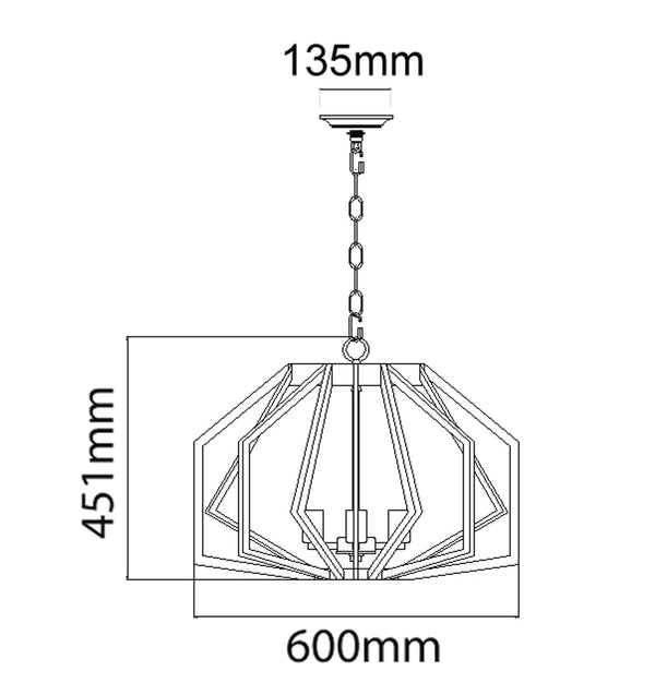 GAMBA: Industrial Rustic Wide Angular Cage Pendant Lights