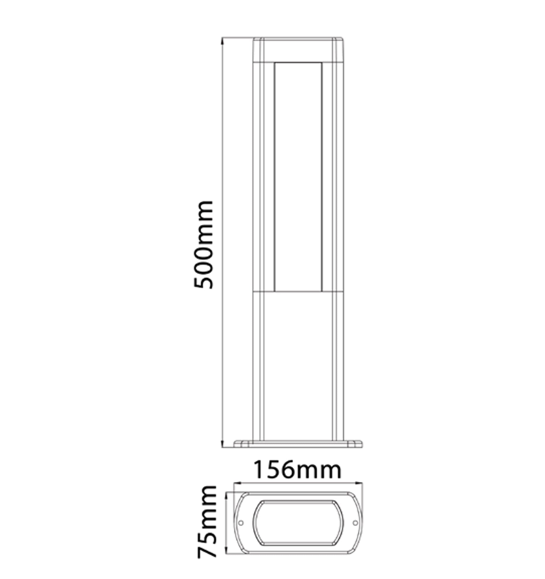 AMUN LED Bollard Rectangular in Matte Black 
