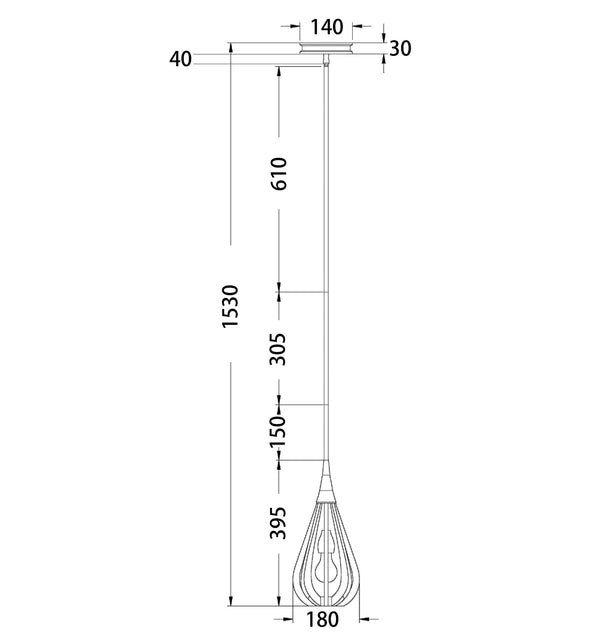 BONITO Small Tear Moss Wood Drop Pendant Light