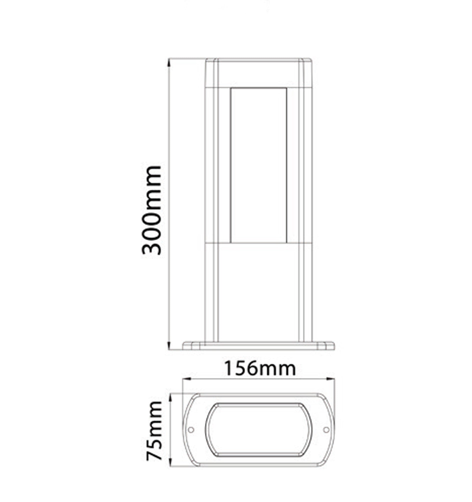AMUN LED Bollard Rectangular in Matte Black 