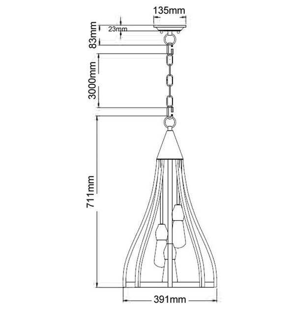 KHALEESI: Medieval Style Rustic Oak Dark Red Wood Medium Bell Pendant Light