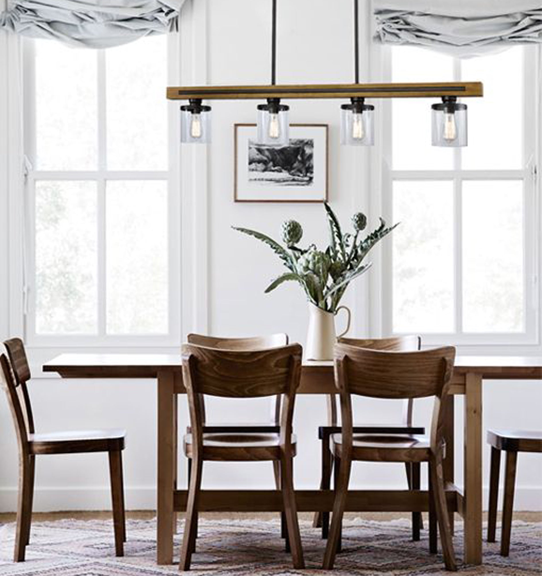 METI: Medieval Rustic Warm Chestnut Wood Bar Pendant Light