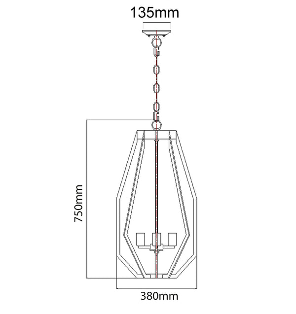 GAMBA: Industrial Rustic Narrow Angular Cage Pendant Lights
