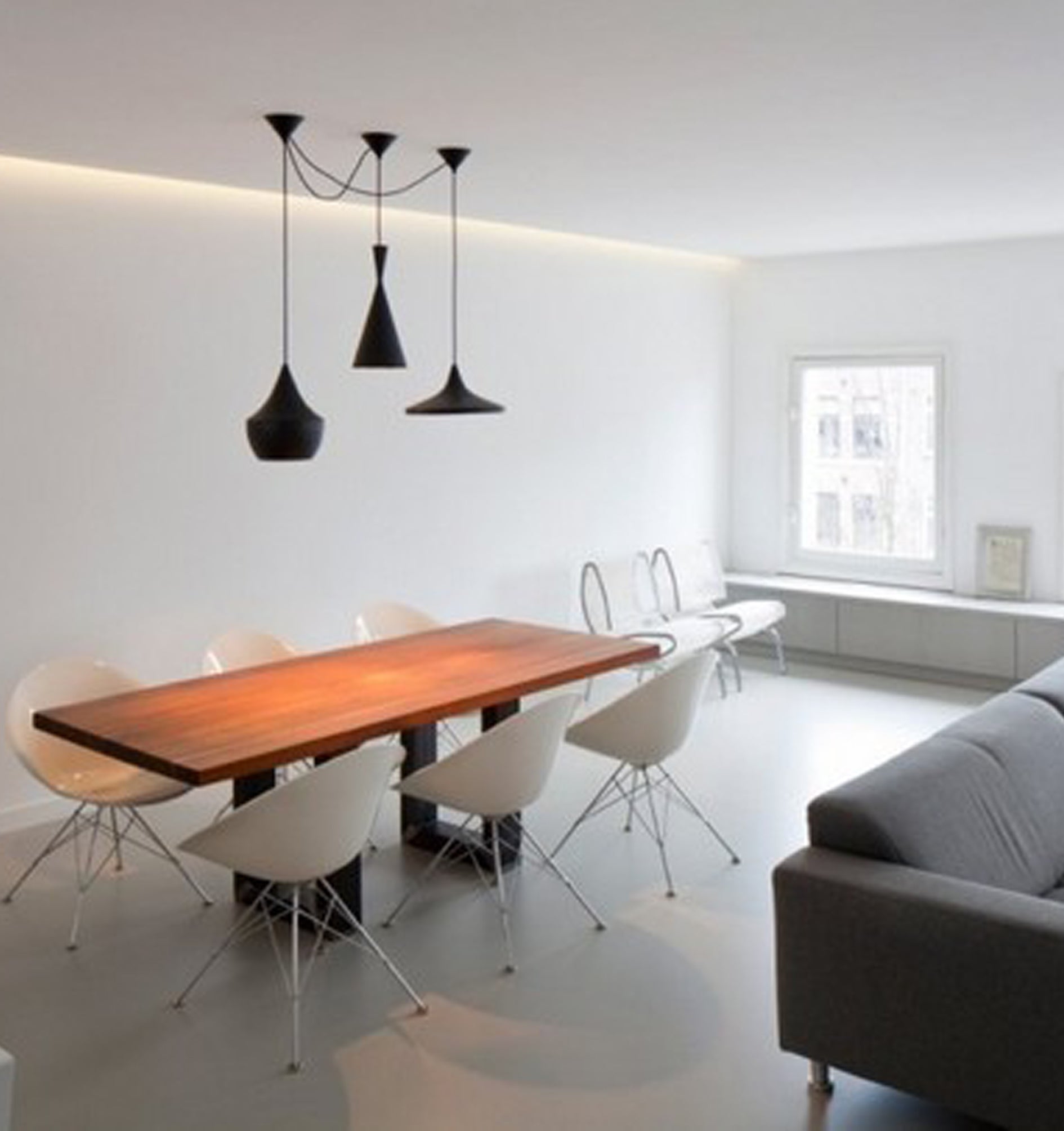 CAVIAR: Black Angled Bell Shape Pendant Light