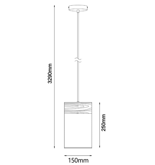 TAMBURA: Scandinavian Small Round Cloth Shade with Wood Veneer Trim Pendant Lights
