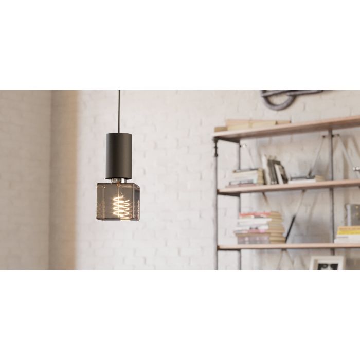 4W E27 LED Cube Globe Black Vapourised