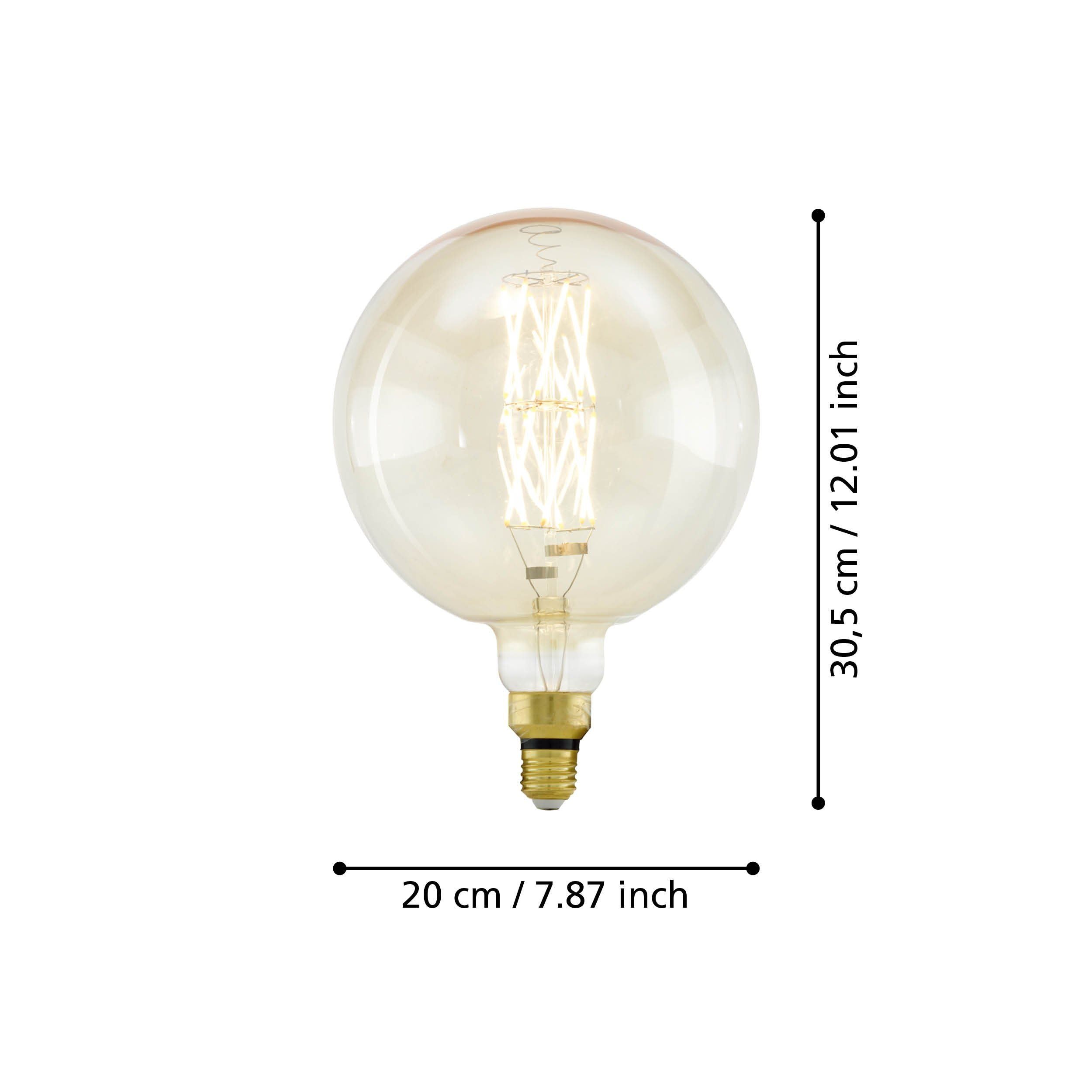 8W E27 LED G200 Globe Amber Bulbs