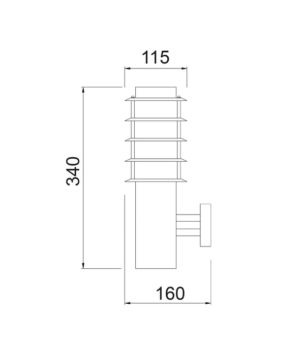 BORDA: Exterior E27 Surface Mounted Louvred Wall Light IP44