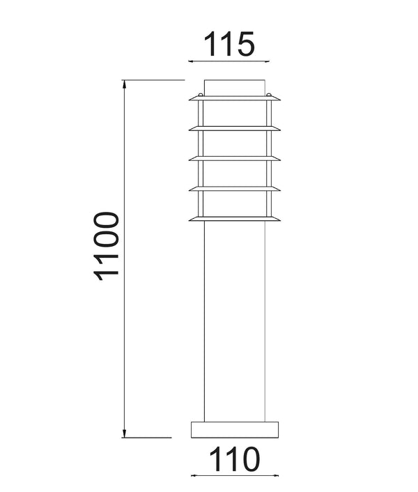 BORDA: E27 Surface Mounted Louvred Stainless Steel Bollard Lights IP44