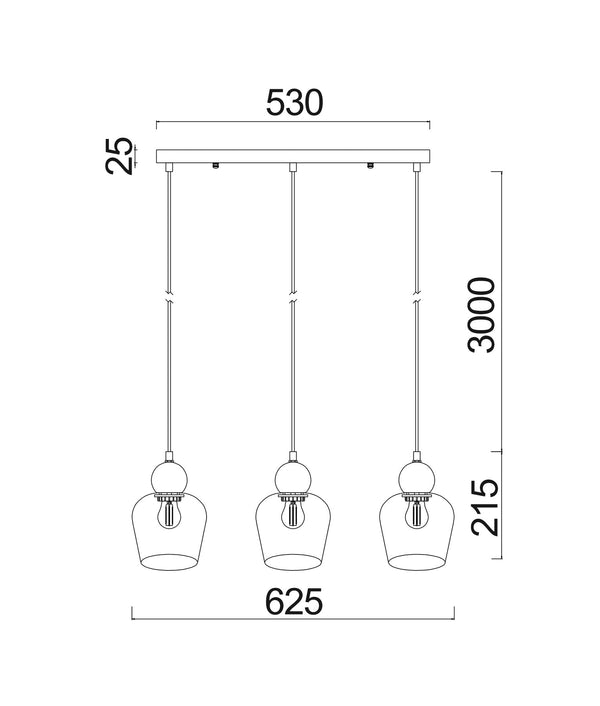 CHAMPAN: Interior Bronze Amber / Smokey Black Glass Ellipse Multiple Bar Base Pendant Lights