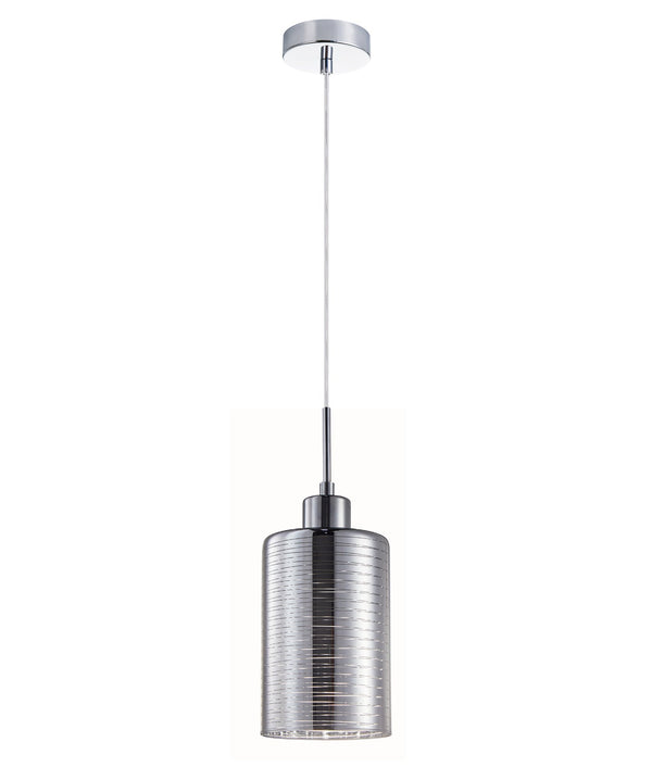 ESPEJO: Interior Iron & Chrome Oblong Glass with Line Effect Pendant Lights