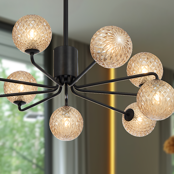 FELTON 9 LIGHT PENDANT BLACK