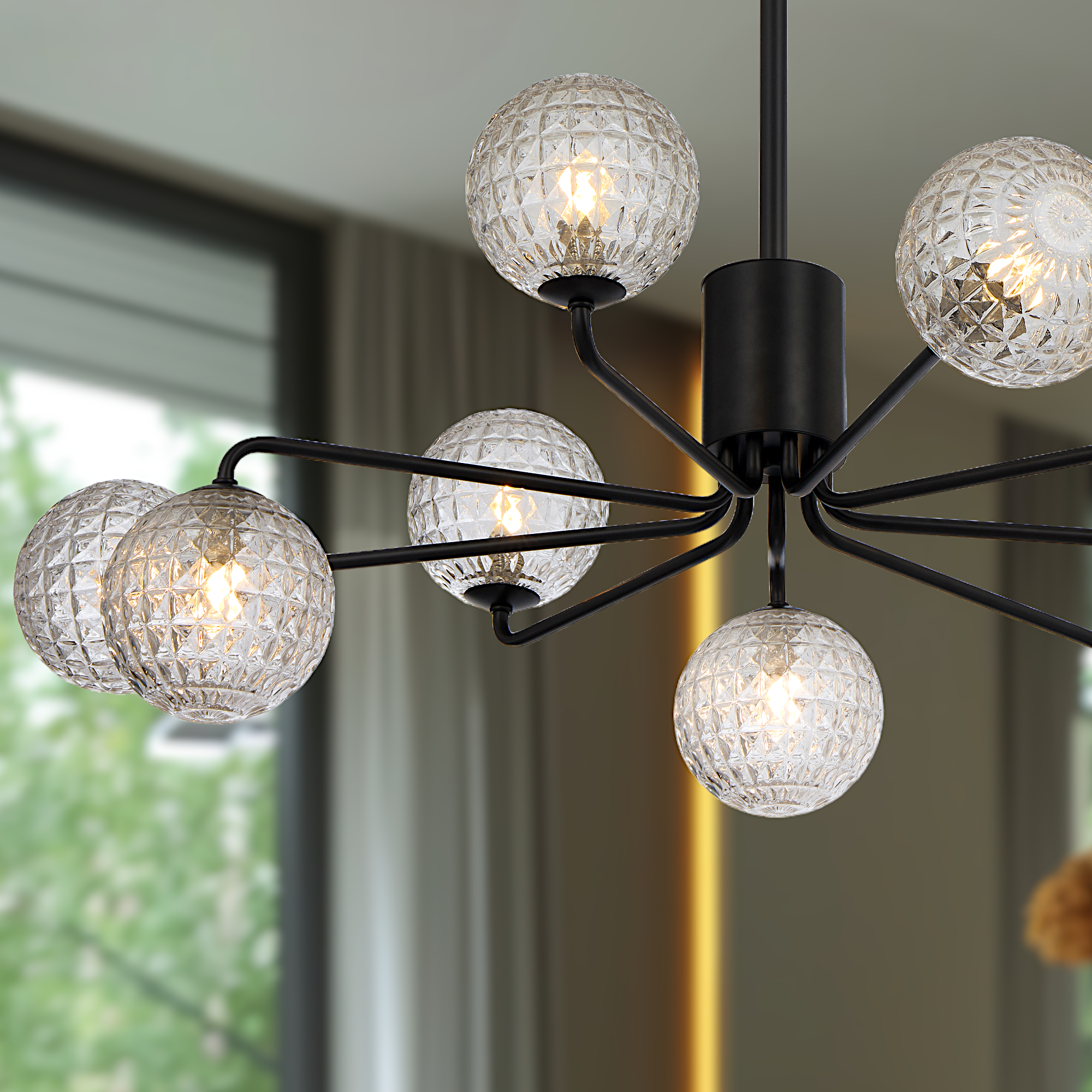 FELTON 9 LIGHT PENDANT BLACK