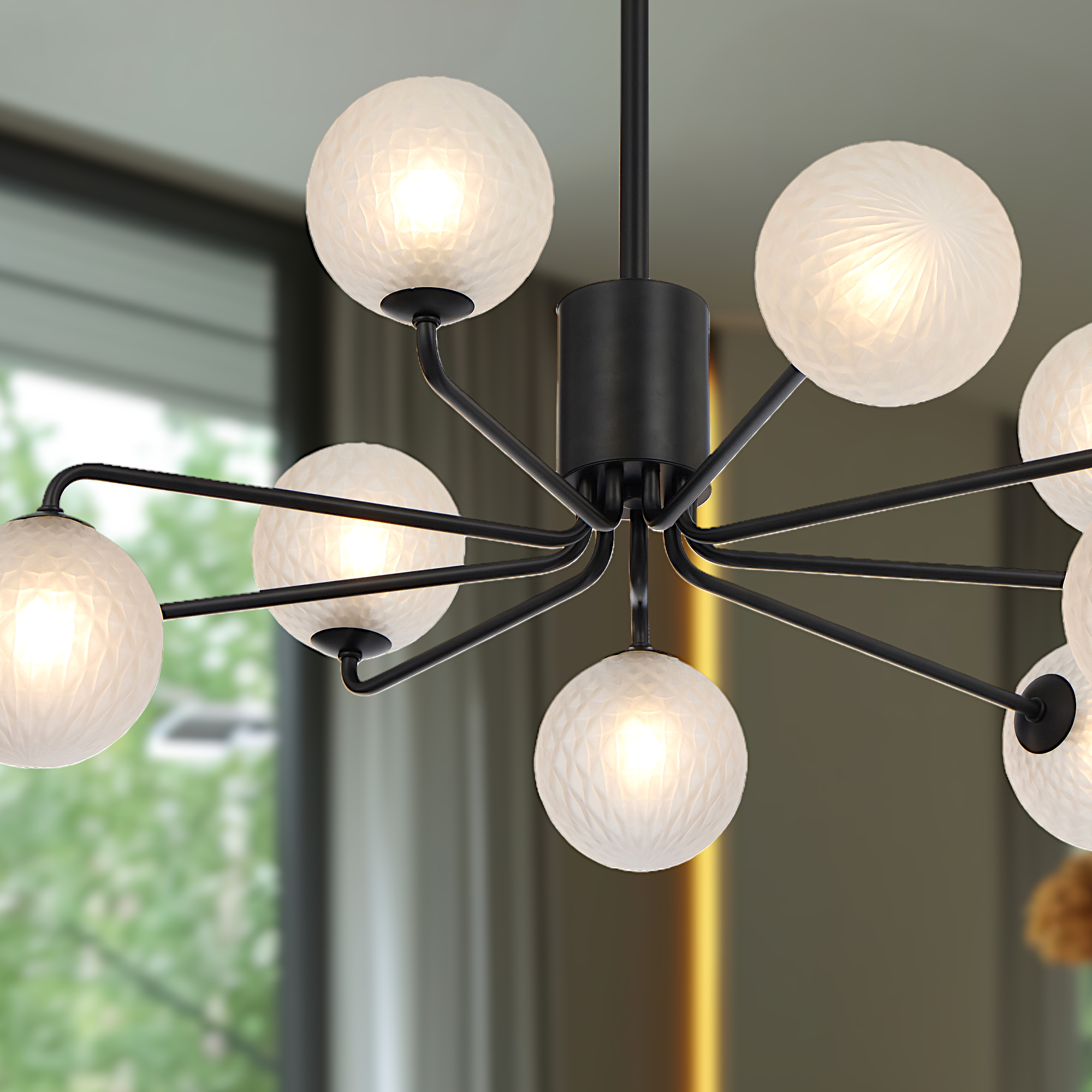 FELTON 9 LIGHT PENDANT BLACK