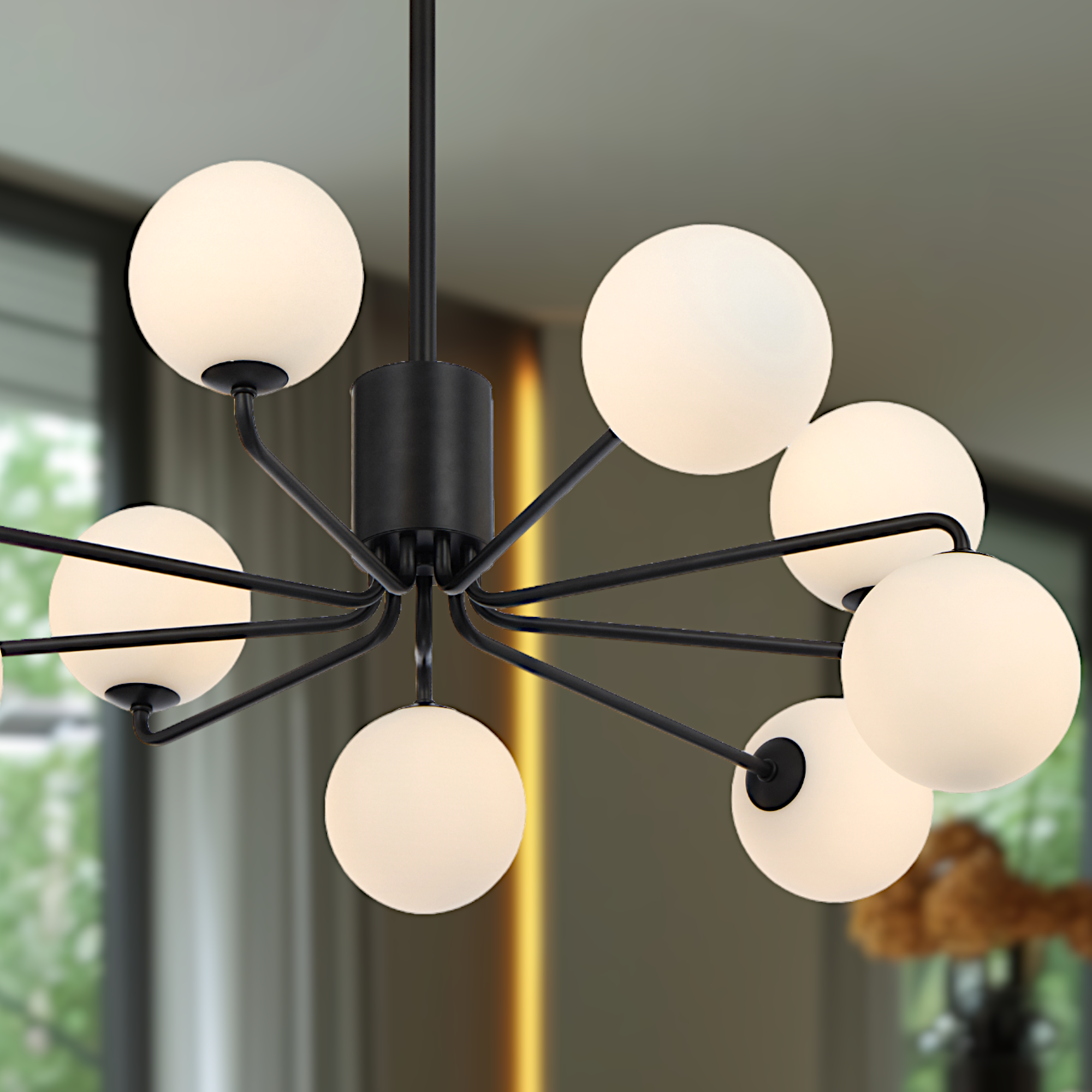 FELTON 9 LIGHT PENDANT BLACK
