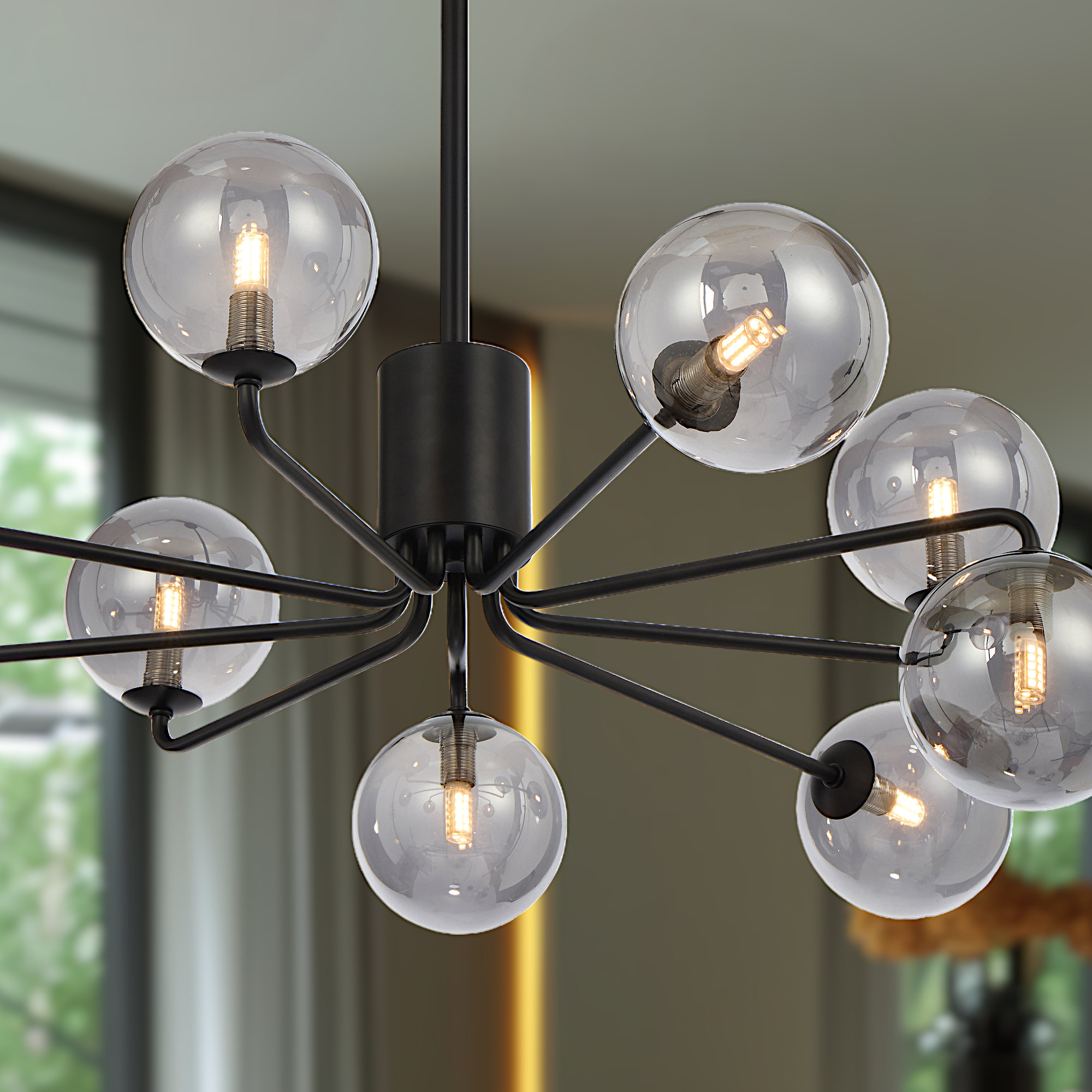 FELTON 9 LIGHT PENDANT BLACK