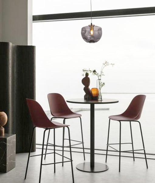 FOSSETTE: Interior Dimpled Smoked Mirror Effect Glass Pendant Light