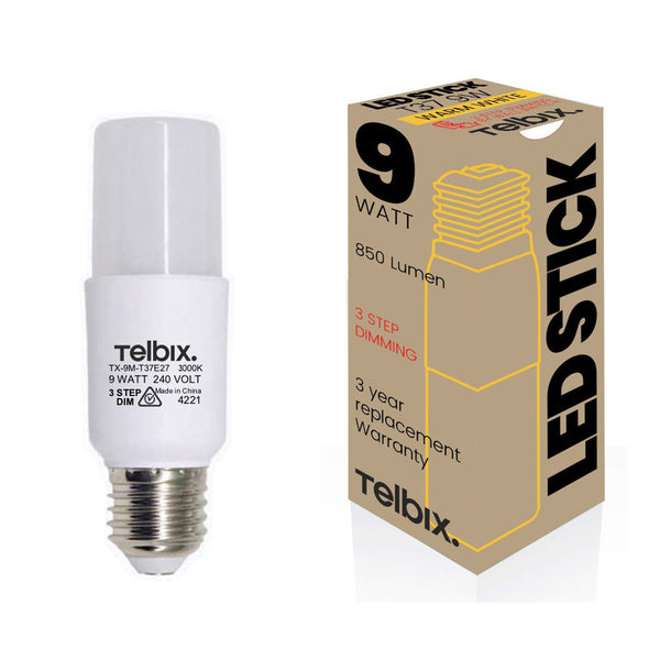 E27 T37 9W LED STICK GLOBE OPAL 3STEP DIM