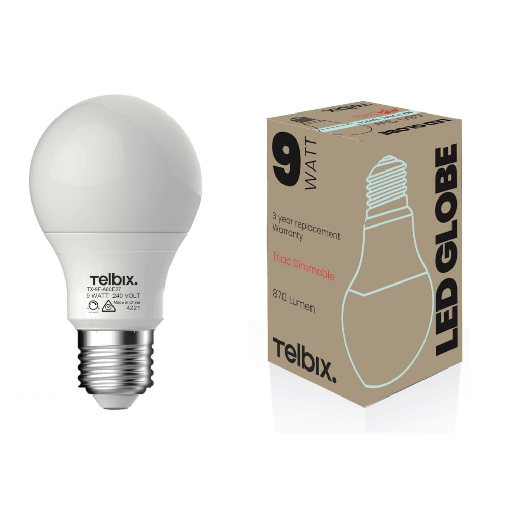 E27 A60 9W LED GLOBE OPAL DIM