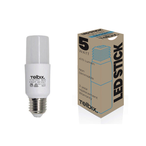 E27 T30 5W LED STICK GLOBE OPAL NON-DIM