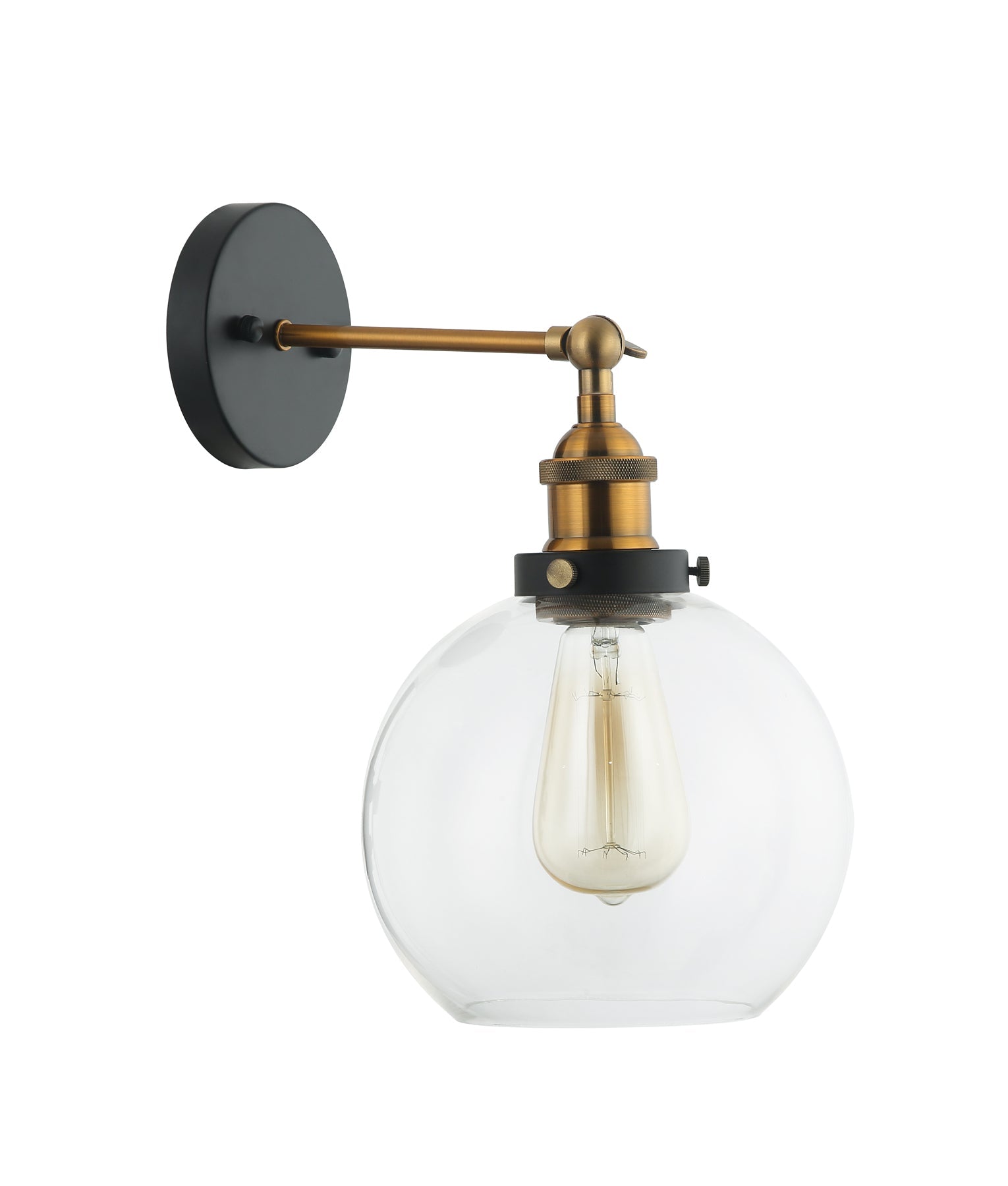 PESINI: Interior Swing Arm Glass with Antique Brass