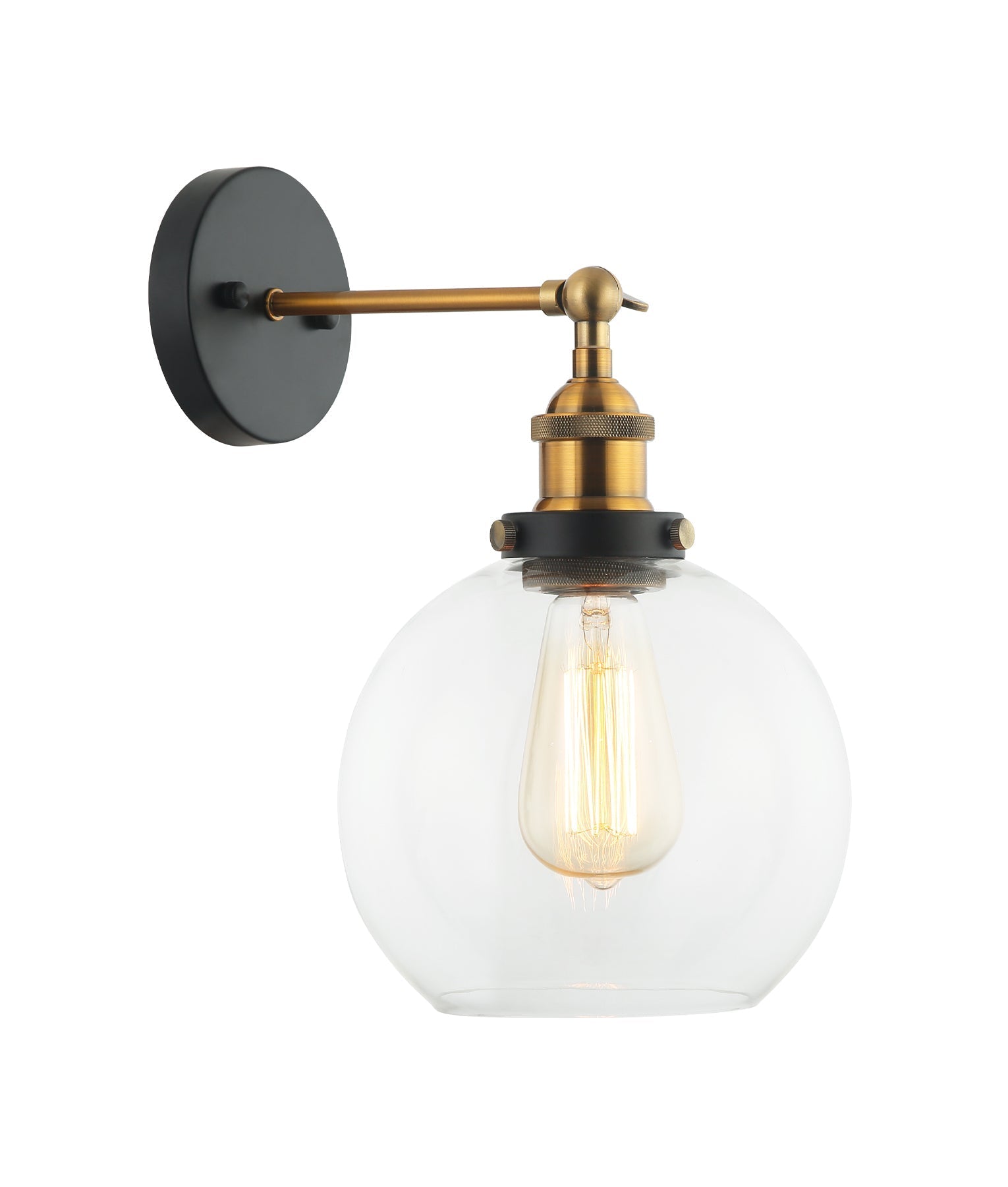 PESINI: Interior Swing Arm Glass with Antique Brass