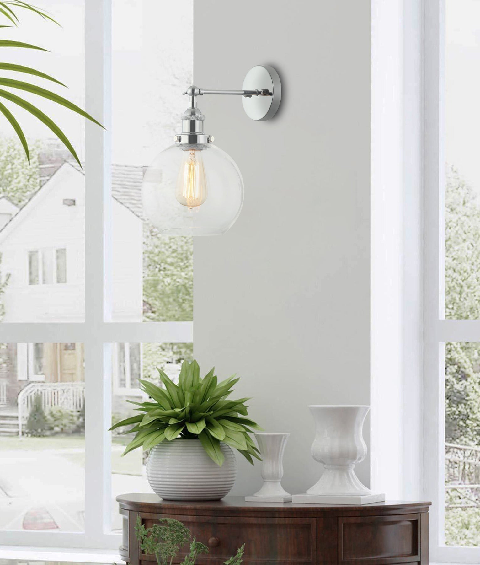 PESINI: Interior Swing Arm Glass with Antique Brass
