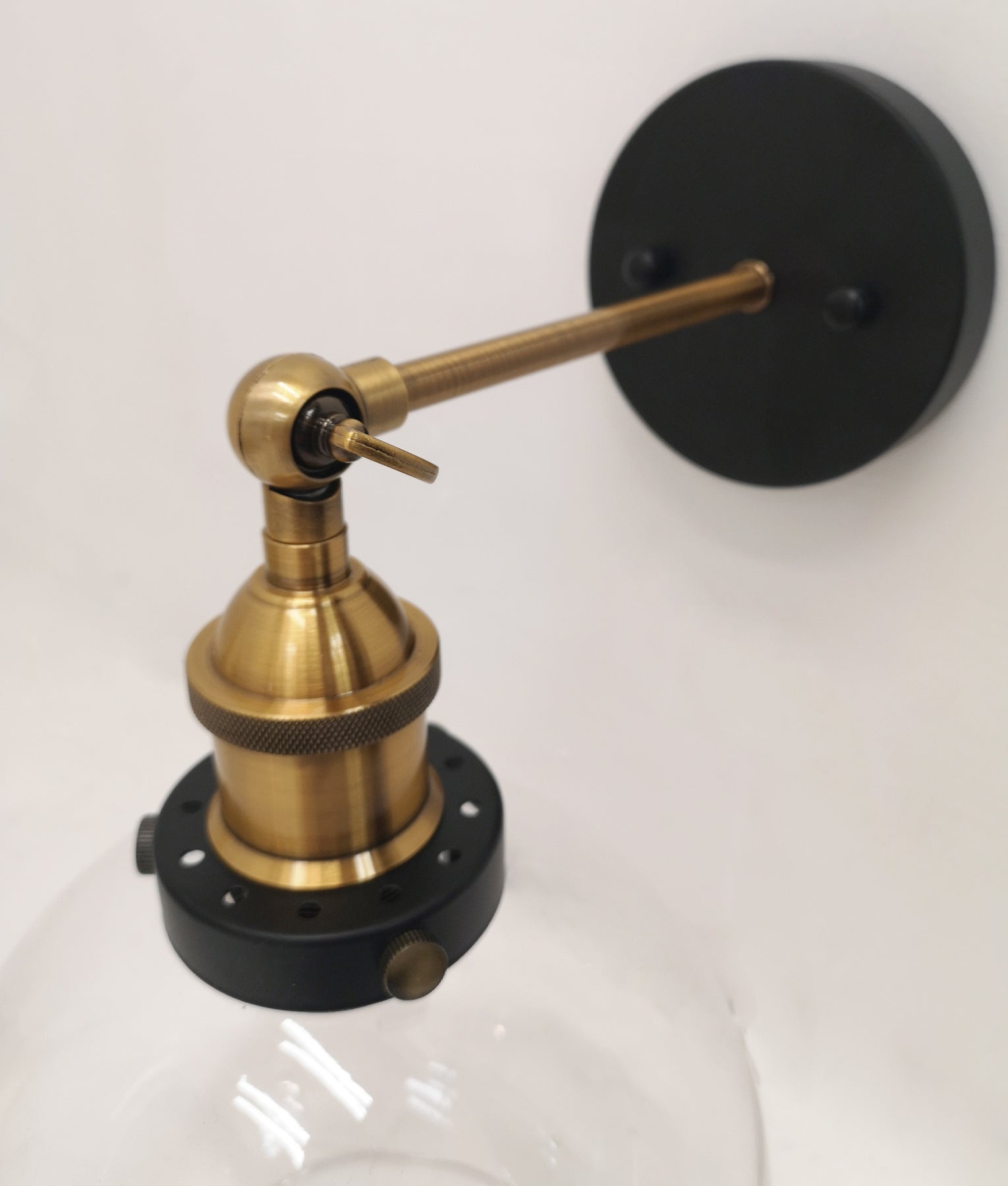 PESINI: Interior Swing Arm Glass with Antique Brass