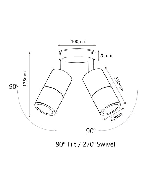 GU10 exterior wall pillar spot lights made of 316 stainless steel