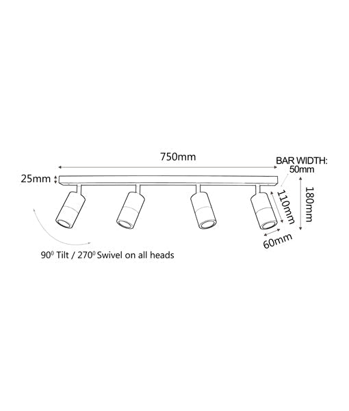 GU10 Exterior Adjustable Head Bar Lights (White) IP44