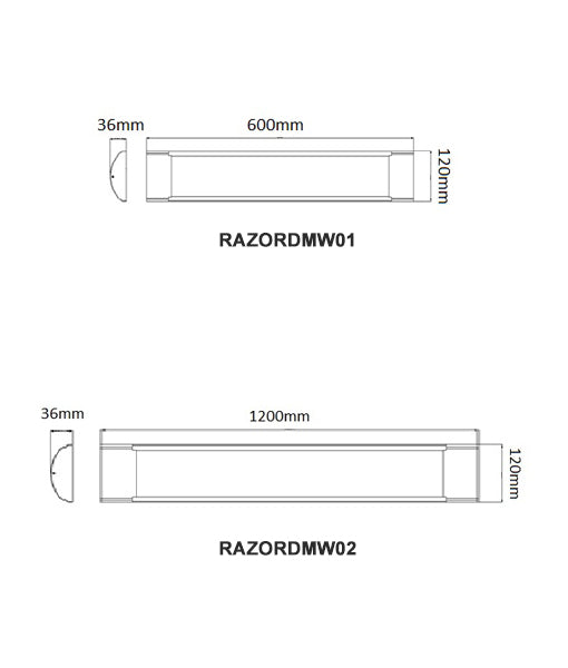 RAZORDMW: Interior Surface Mounted LED Dimmable Tri-CCT Battens 