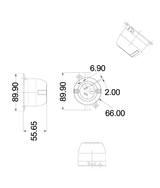 3-Pin Rear Connecting Single Surface Socket