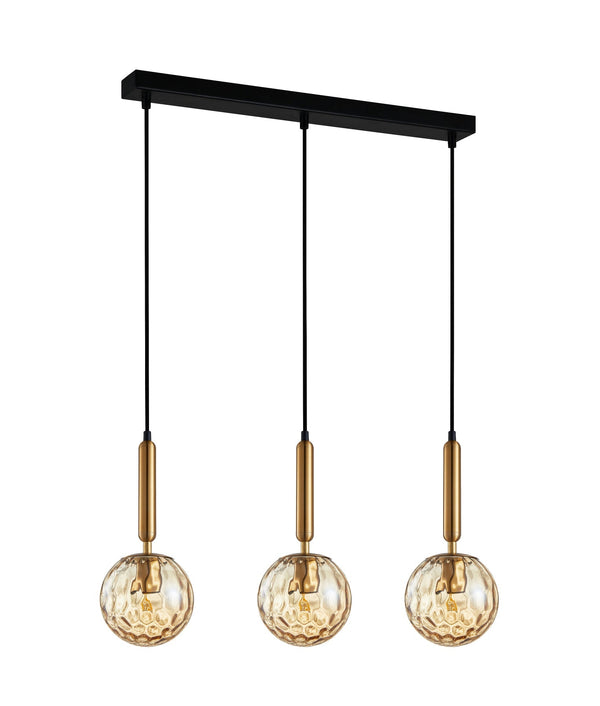 TRATTINO: Black Spherical Glass Multiple Bar Base Interior Pendant Lights