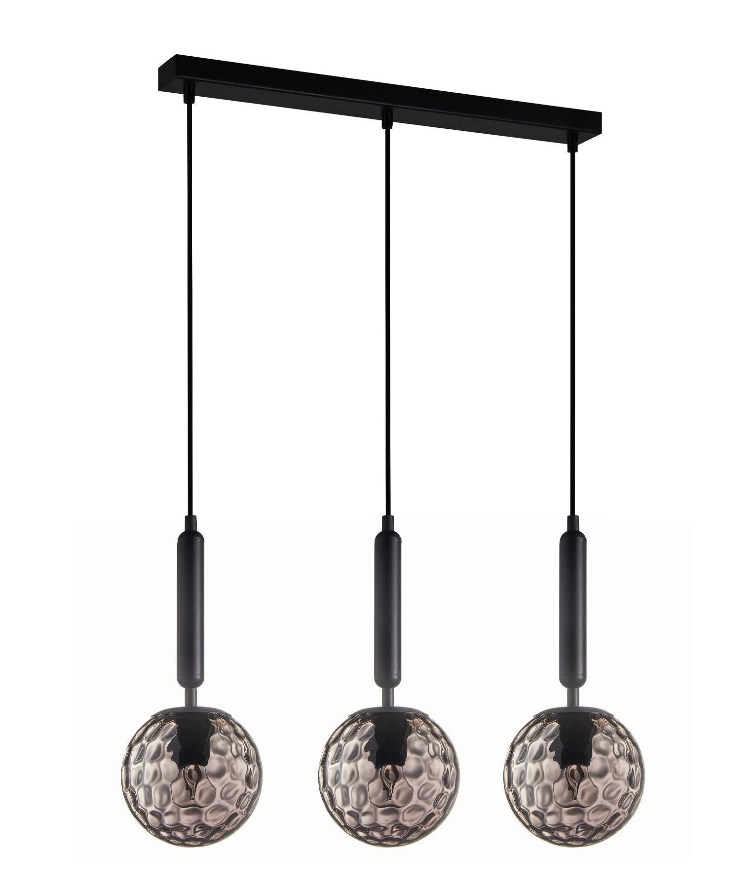 TRATTINO: Black Spherical Glass Multiple Bar Base Interior Pendant Lights