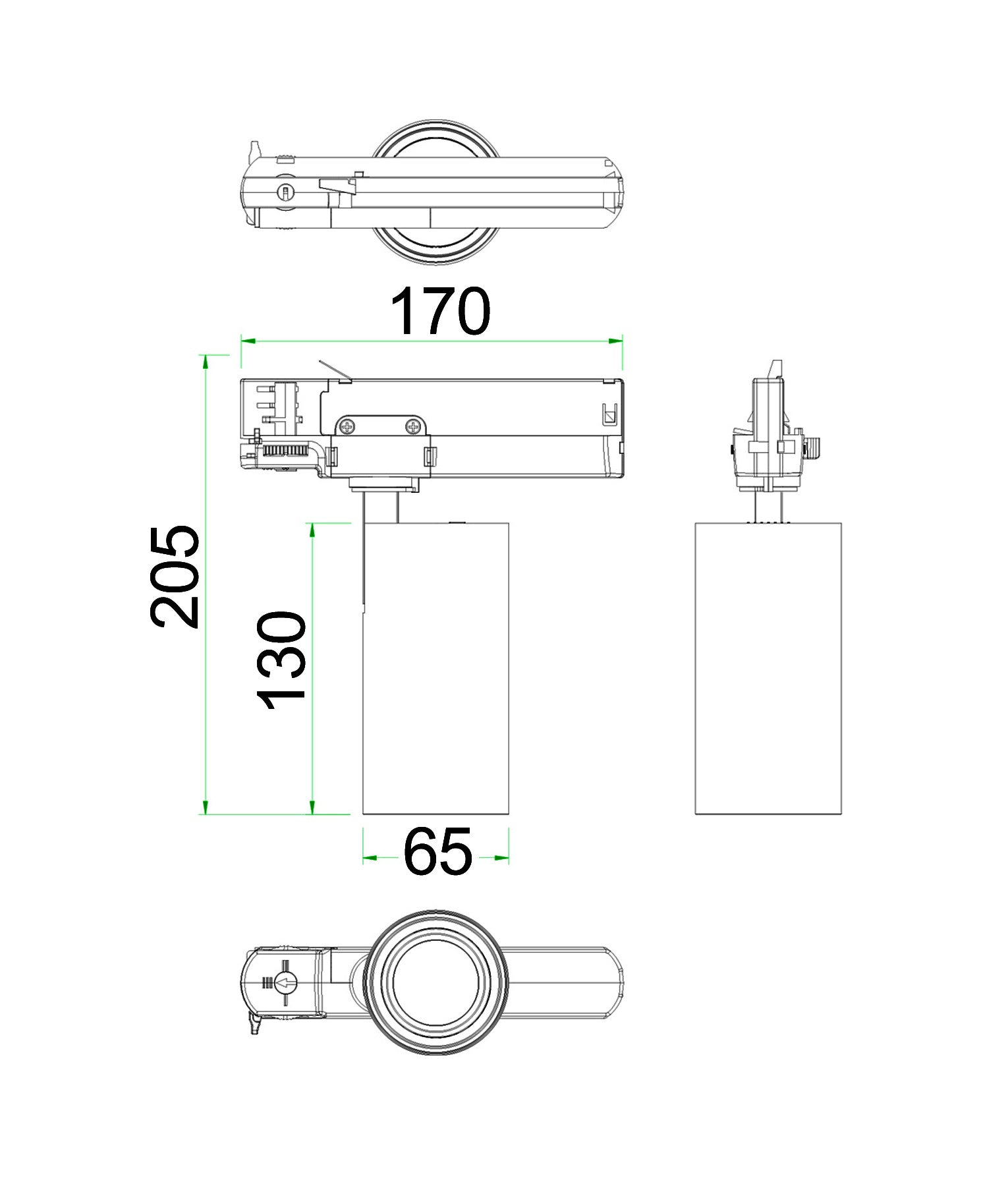 3 Wire 1 Circuit LED Tri-CCT Dimmable Track Head Fittings