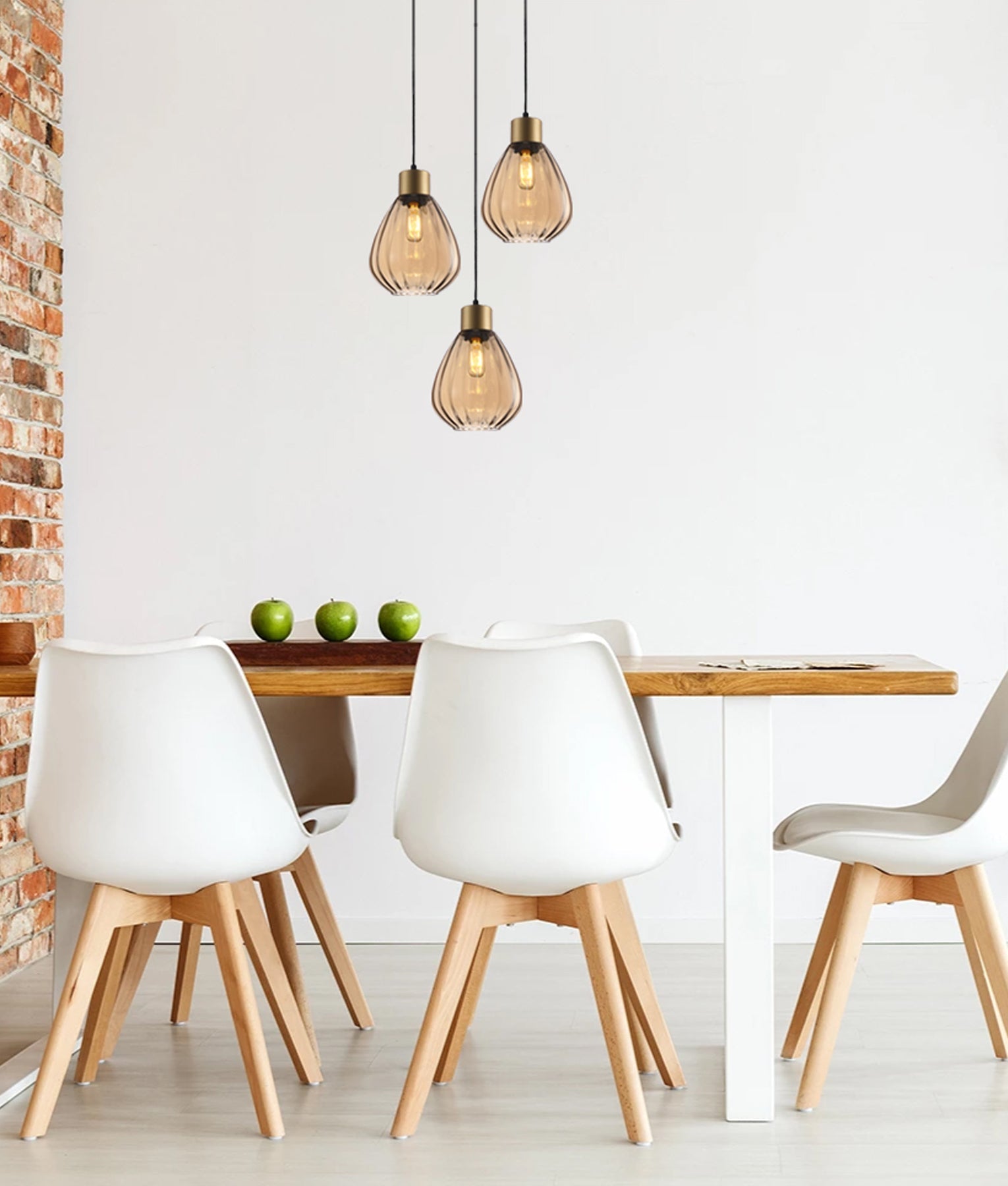 TULIP: Interior Black Wine Glass Ribbed Multiple Round Base Pendant Lights