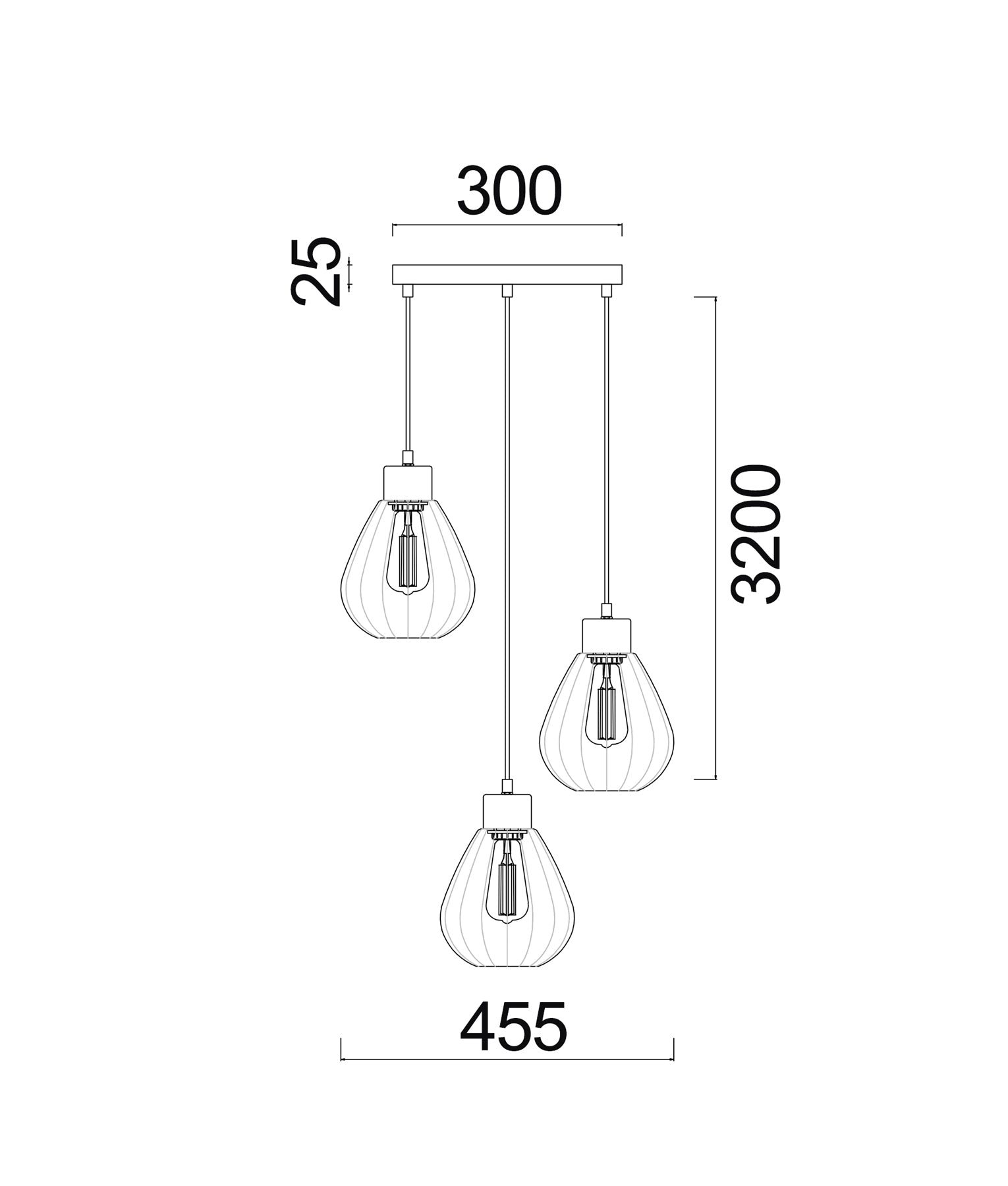 TULIP: Interior Black Wine Glass Ribbed Multiple Round Base Pendant Lights