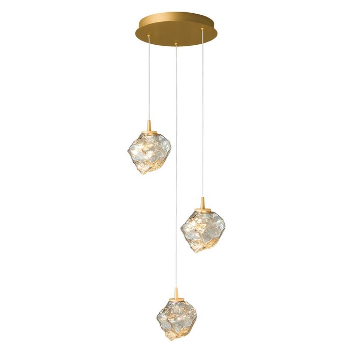 Gem Glass Pendant - 3 Light - Round