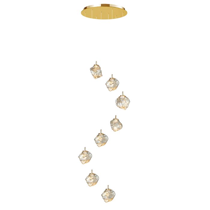 Gem Glass Pendant - 8 Light Round