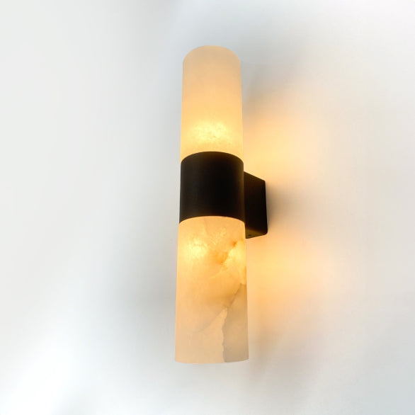 PANISH 2LT MARBLE BLACK WALL LIGHT