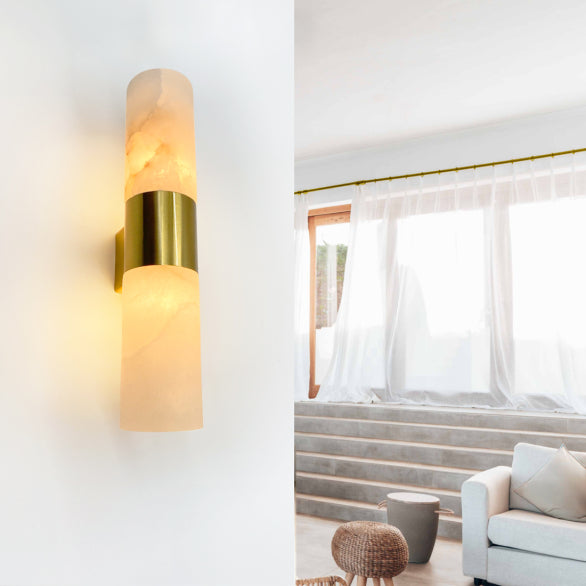 PANISH 2LT MARBLE GOLD WALL LIGHT